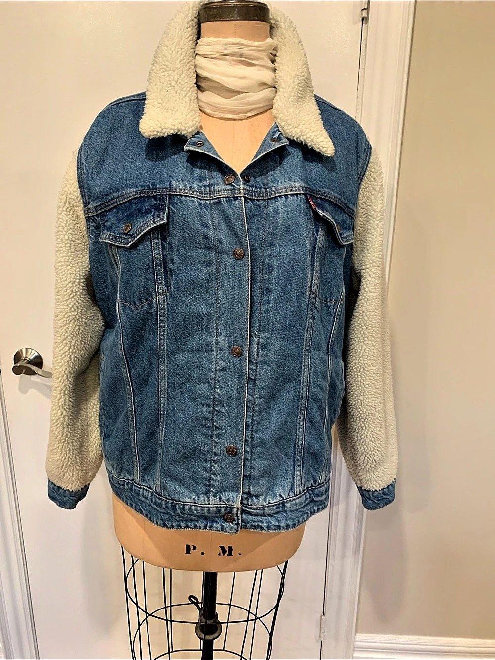 Levi's Original Sherpa Trucker Jacket Sherpa Lined Denim Jacket Size 3X Like New